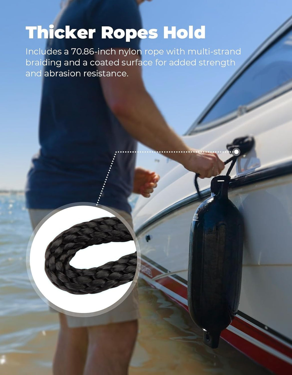 Boat Fenders Boat Bumpers for 15-35Ft Boat, 4 Pack Inflatable Boat Fenders Bumpers with 4 Ropes, Boat Bumpers for Docking, Fit for Pontoon Boat Bass Boat and Jon Boat