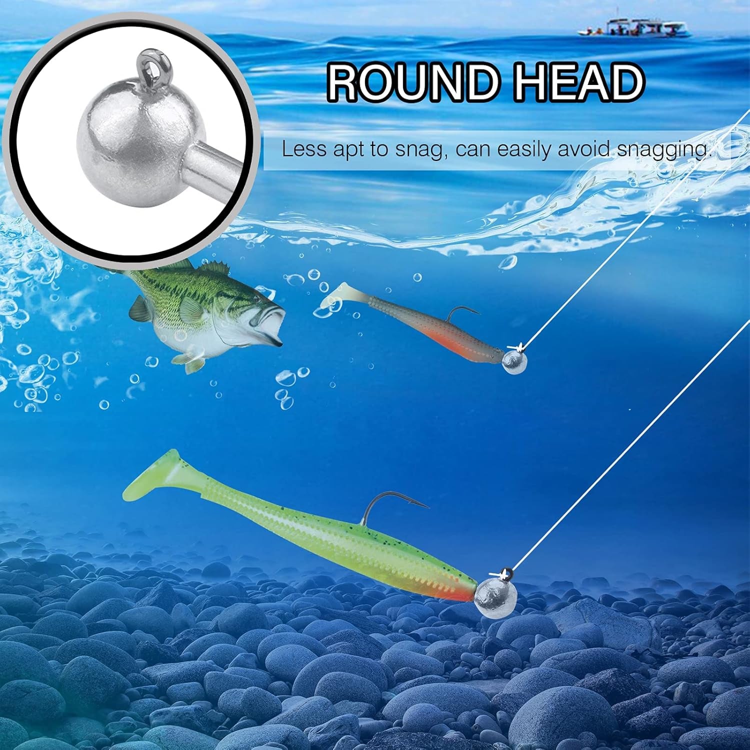 Barb Saltwater Jig Head Hook Bass Freshwater Jigs Hook Lead round Ball Fishing Jig Lead Tackle Sharp