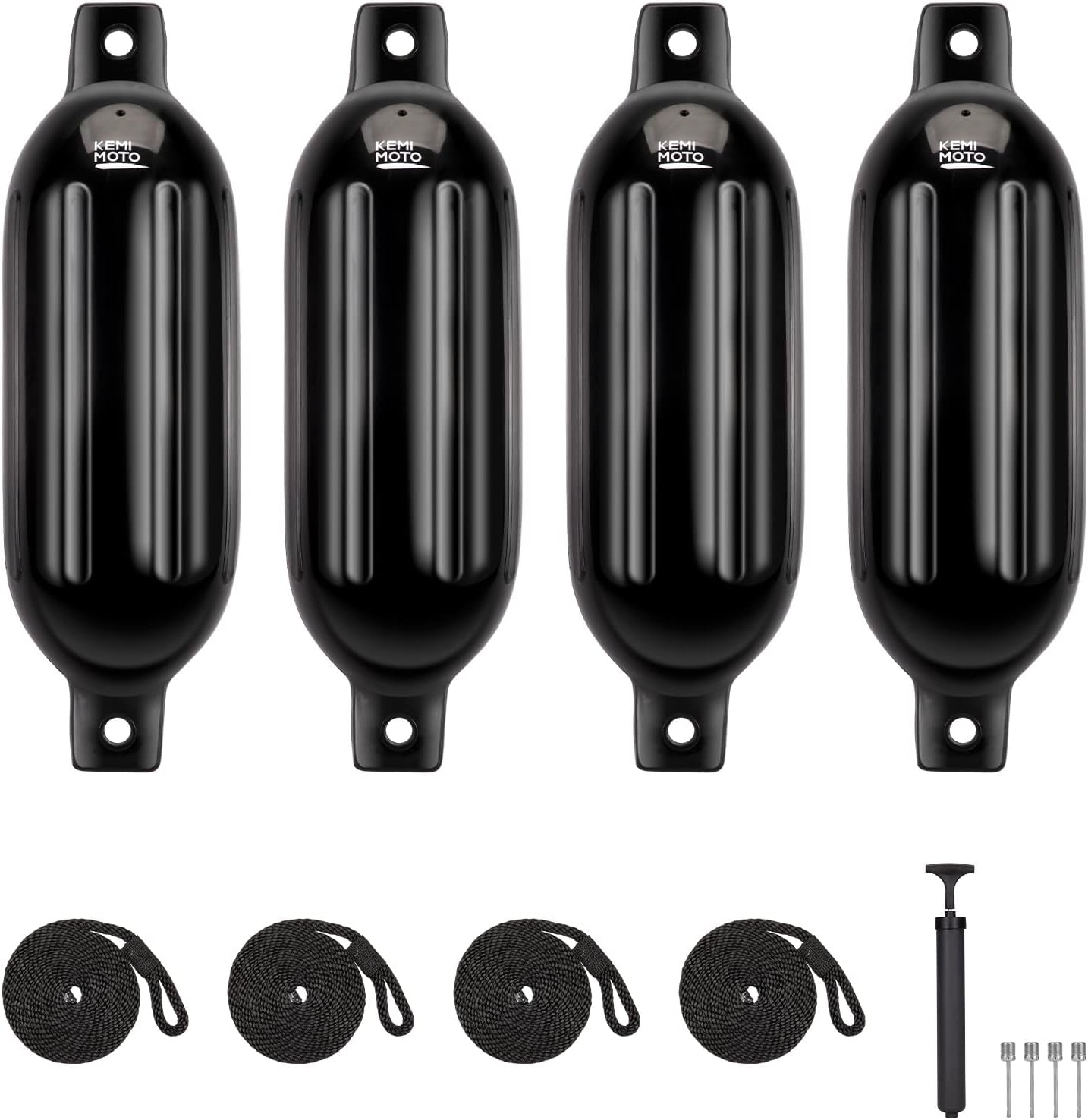 Boat Fenders Boat Bumpers for 15-35Ft Boat, 4 Pack Inflatable Boat Fenders Bumpers with 4 Ropes, Boat Bumpers for Docking, Fit for Pontoon Boat Bass Boat and Jon Boat