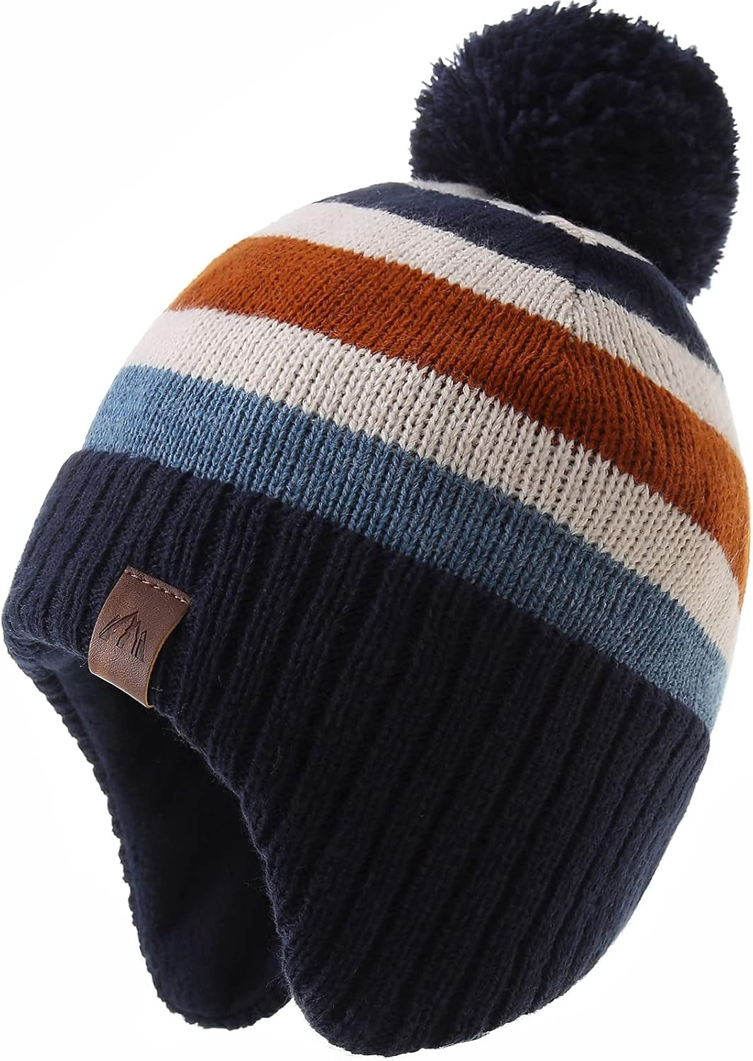 Boys Winter Hat Earflap Knitted Beanie for Kids Warm Fleece Lined Thicken Hat for Baby