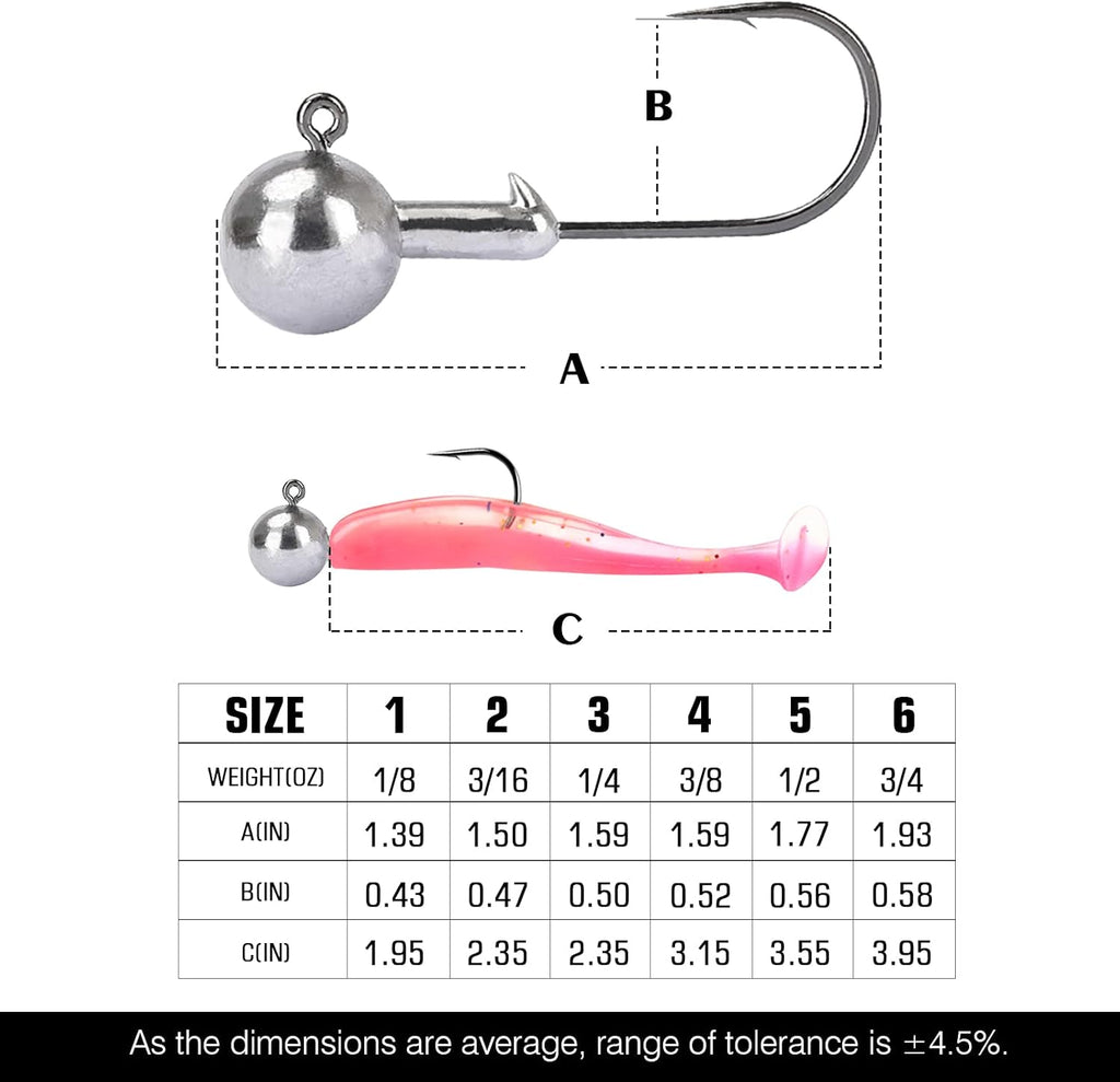 Barb Saltwater Jig Head Hook Bass Freshwater Jigs Hook Lead round Ball Fishing Jig Lead Tackle Sharp